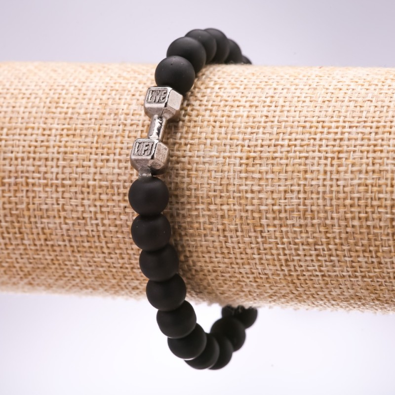 Pulsera elástica de shungita (artificial) Mancuerna, diámetro 10 mm, longitud 18 cm +