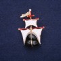 Broche «Barco» esmaltado, color blanco y negro, 30×44 mm, metal amarillo
