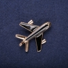 Broche Avión esmaltado, color negro, 45×40 mm, metal dorado