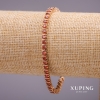 Pulsera Xuping con piedras rojas, grosor 4 mm, longitud 18-19 cm, baño de oro 18k
