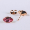 Pendientes Xuping tipo botón con cristales Swarovski, forma de grano, color rosa, diámetro 6x11 mm, baño de oro