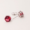 Pendientes Xuping tipo botón, engaste en corona con piedra roja, diámetro 8 mm, rodio