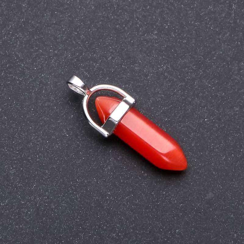 Colgante ojo de gato rojo hexagonal 8×35×41 mm