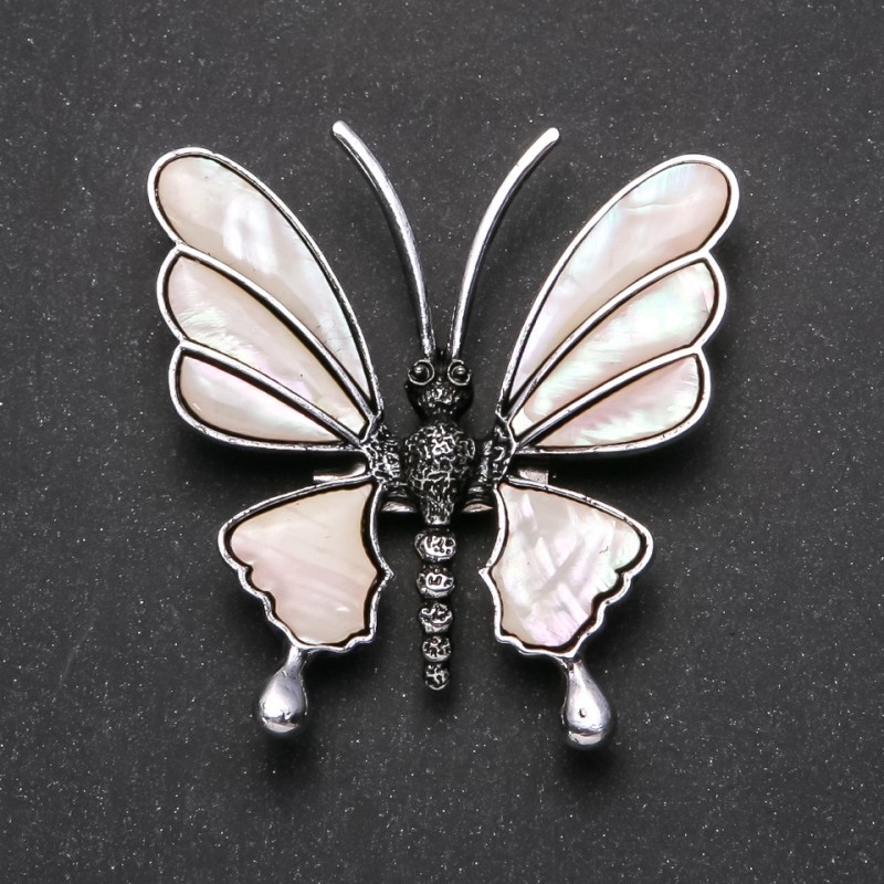 Broche colgante Mariposa de madreperla 53×51 mm