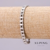 Pulsera Xuping trenzado 'punto y raya' doble, grosor 6 mm, longitud 18 cm, rodio