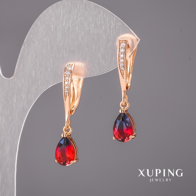 Pendientes Xuping camaleón 6×30 mm, baño de oro 18K
