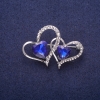 ¡Liquidación! Broche Corazones de cristal, metal plateado 30×43 mm