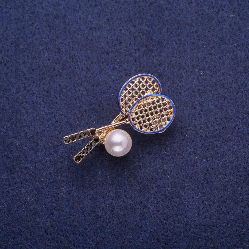 Broche Raquetas con Perla Dorada