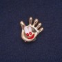 Broche en forma de palma esmaltado, metal dorado 24×25 mm