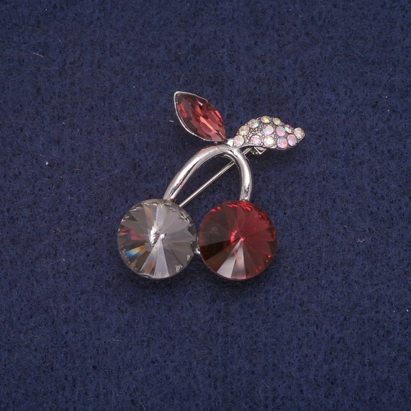 Broche Cerezas con piedras y cristales