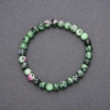 Pulsera elástica de piedra natural zoisita, cuentas lisas, diámetro 6(±) mm, circunferencia 18 cm