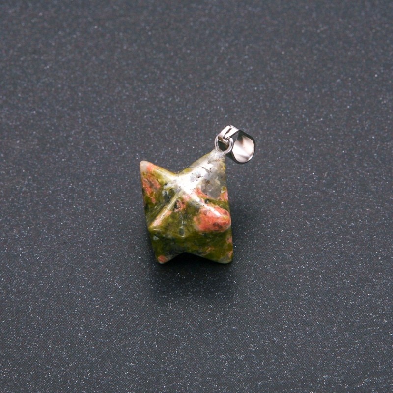 Colgante Merkaba de jaspe y heliotropo 10×10 mm