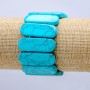 Pulsera elástica de turquesa prensada, eslabón liso 33×13 mm +