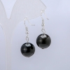 Pendientes de obsidiana plateada, diámetro 14 mm ±, longitud 30 mm ±