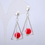  Pendientes tipo botón Xuping con rodio y cuentas rojas, diámetro 42×20 mm +
