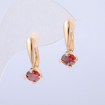 Pendientes Xuping con baño de oro 18K y cristal rojo, diámetro 22×8 mm +