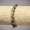 Pulsera elástica de piedra natural jaspe, heliotropo y unakita, cuentas ovaladas lisas, diámetro 10×8 mm, longitud 18 cm ±