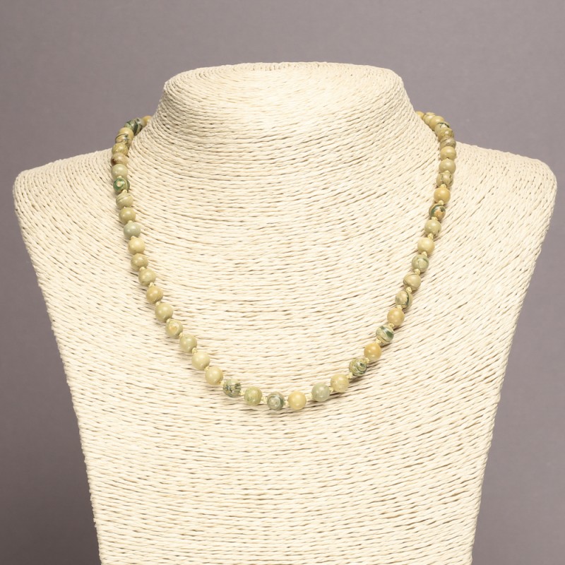 Collar de jaspe amarillo con cuentas lisas, diámetro 6 mm, longitud 45 cm+