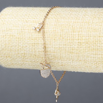 Pulsera Xuping baño de oro 18K con cristales blancos, grosor de 1,5 mm + -, longitud 18-21 cm +