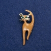 ¡Liquidación! Broche en forma de gatito, metal dorado, esmalte y strass, 45×40 mm +