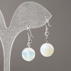 Pendientes de piedra lunar sintética, bola facetada, diámetro 12 mm ±, longitud 34 mm ±