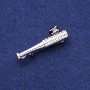 Broche 'Bate de béisbol' con strass, metal plateado 13×40 mm