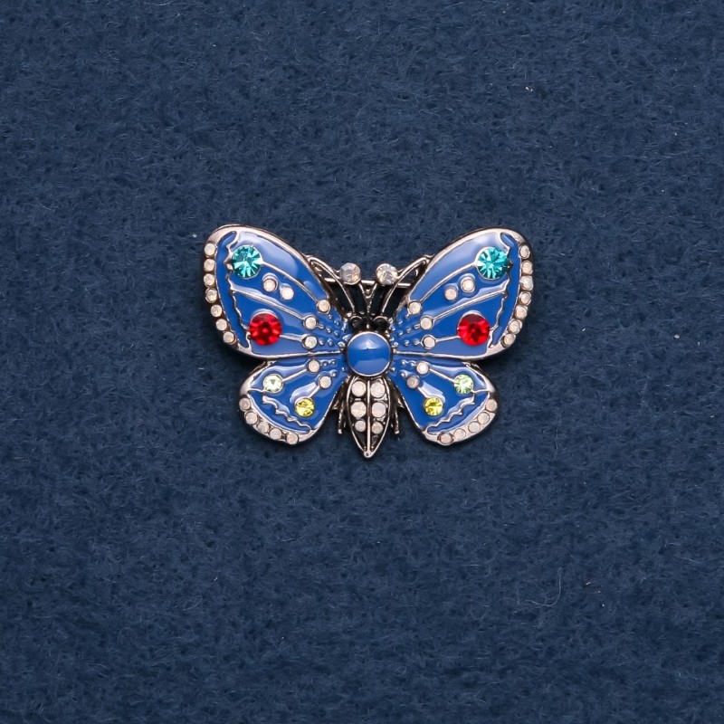Broche «Mariposa» esmaltado azul y dorado