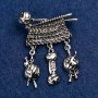Broche «Tejido» metal gris claro 46×38 mm