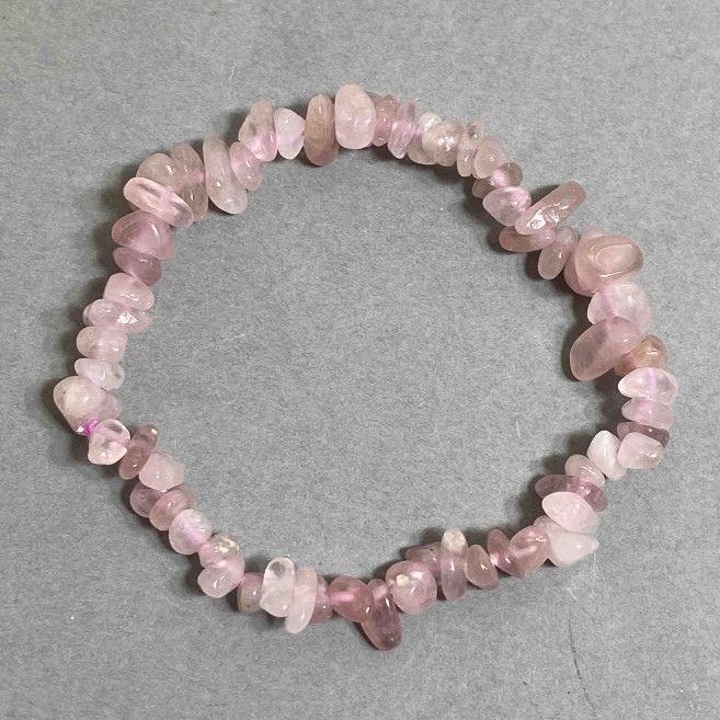 Pulsera de cuarzo rosa en fragmentos, 18 cm