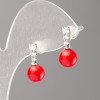 Pendientes Xuping con perlas rojas de Mallorca y cristales blancos, diámetro 8 mm, rodio