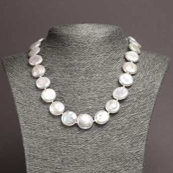 Collar de perlas barrocas naturales, diámetro 17 mm+-, longitud 48 cm+-