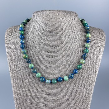 Collar de crisocola y lazurita, bolas lisas de 8 mm de diámetro, longitud 48 cm