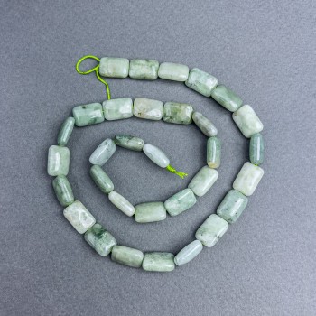 Cuentas de jadeíta birmanesa, piedra natural de Birmania, forma rectangular, tamaño 12×8 mm ±, en hilo, longitud 39 cm ±