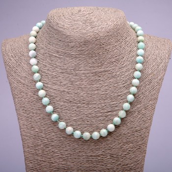 Collar de larimar natural, bolitas lisas de 8 mm (±), longitud 45 cm