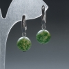 Pendientes de ágata musgosa, bola lisa, diámetro 12,5 mm, cierre de mariposa, longitud 33 mm+