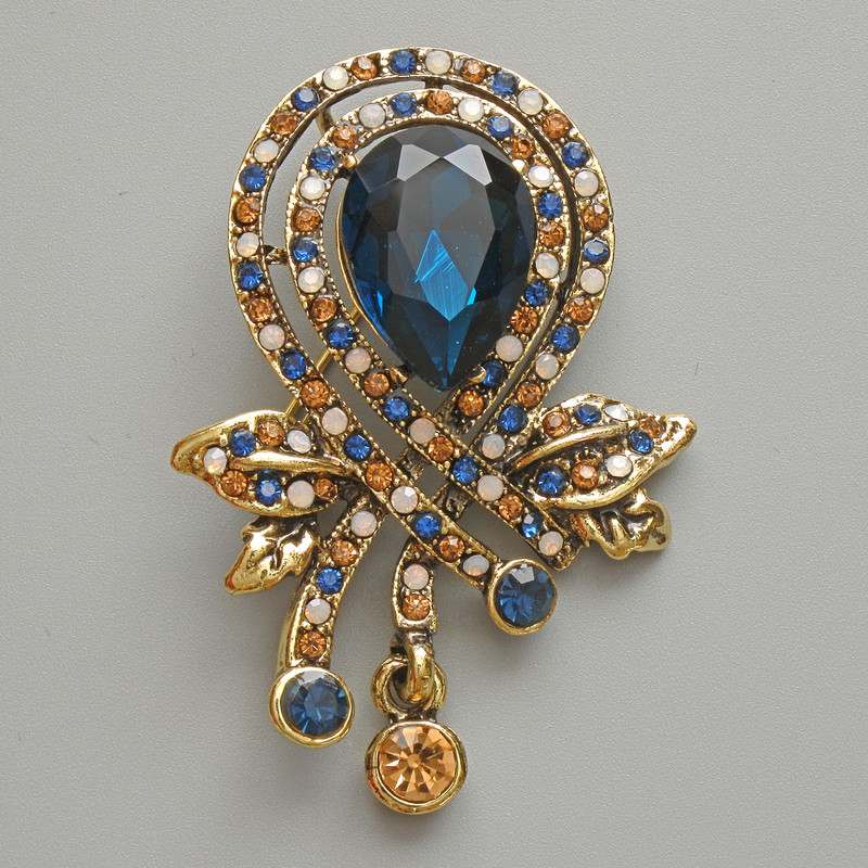 Broche-colgante Acento con cristal azul